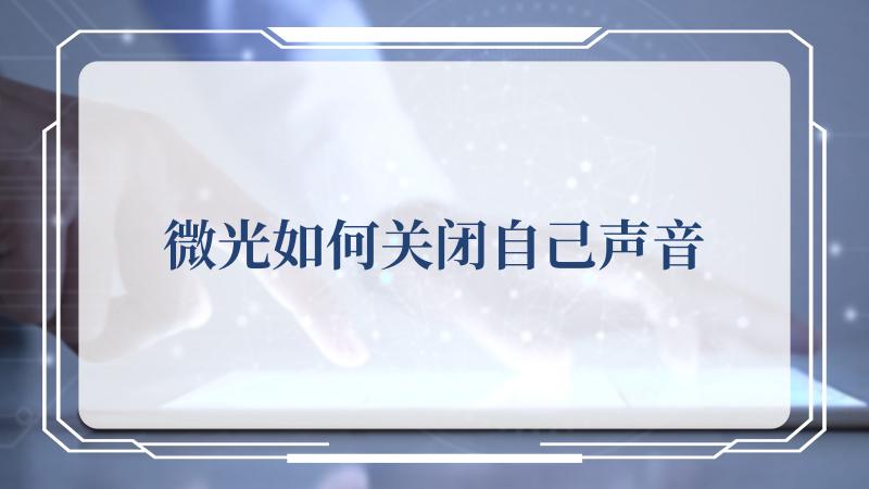 微光如何关闭自己声音(微光官方新版本)